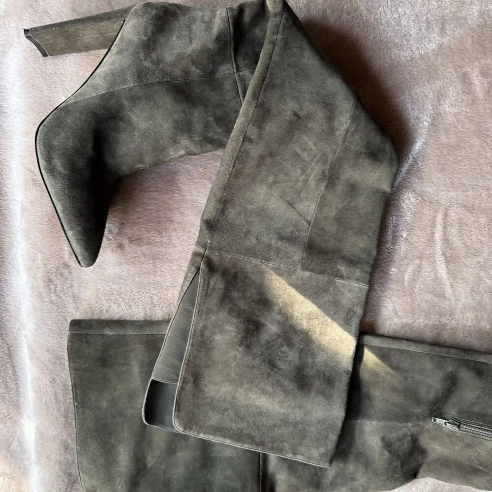 Aldo Mylla Real Suede Thigh High Knee Boots Hunter Green Sz 10 Whimsgoth Trendy